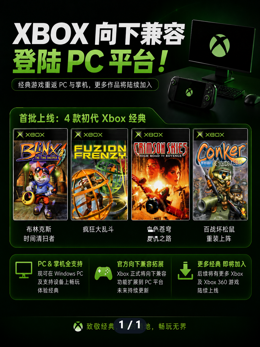 Xbox 向下兼容登陆 PC，经典老游戏又能玩了 信息图